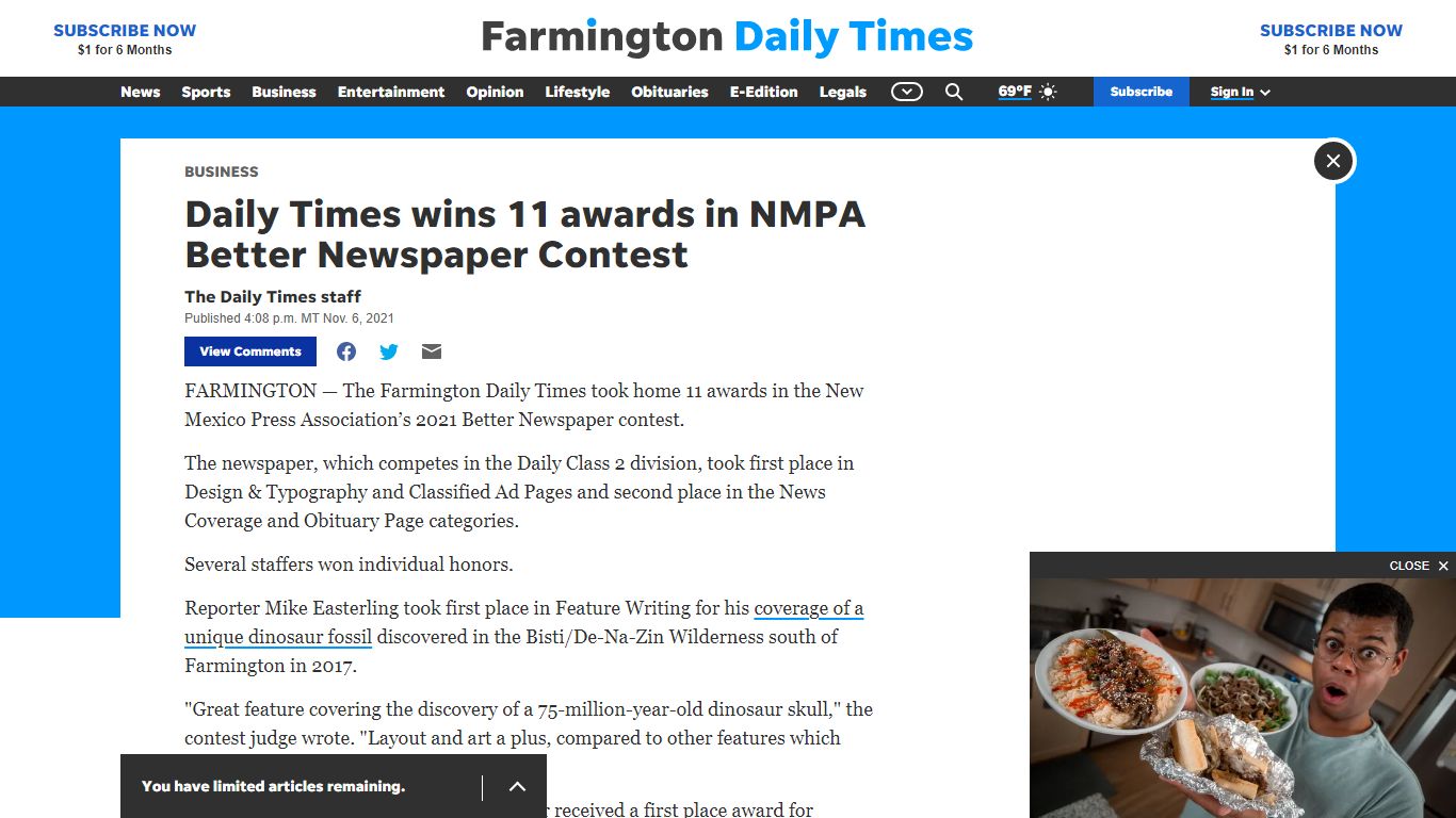 Daily Times wins 11 awards in NMPA Better Newspaper Contest