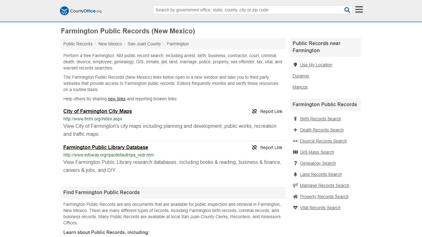 Public Records - Farmington, NM (Business, Criminal, GIS ...